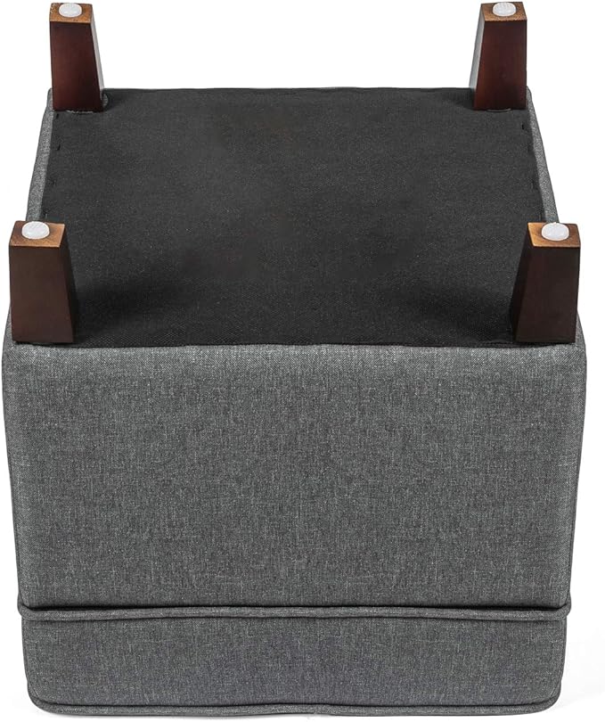 Adeco Chest and Footrest-Square Seat Storage Bench Ottoman, Gray-CasaMuseHome