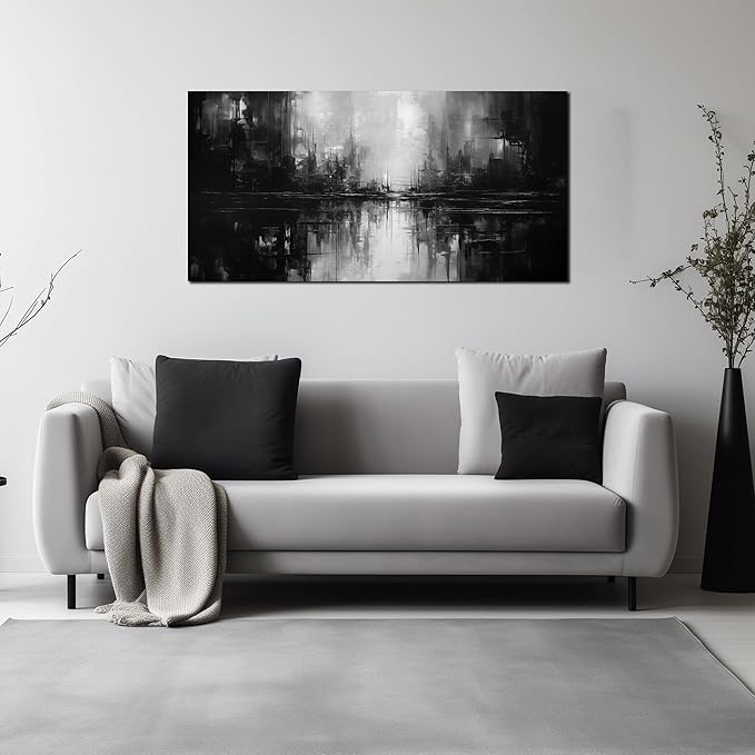 Abstract Wall Pictures for Living Room,Black Art Paintings for Wall Office Wall Art Bedroom Wall Decor 20 x 40 Inch-CasaMuseHome