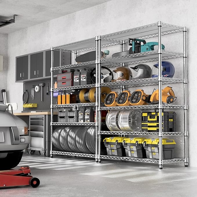 4080 lbs Steel Storage Shelving 6-Tier Utility Shelving Unit Steel Organizer Wire Rack for Home,Kitchen,Office,Garage, 17.7" D x 47.2" W x 72.3" H-CasaMuseHome