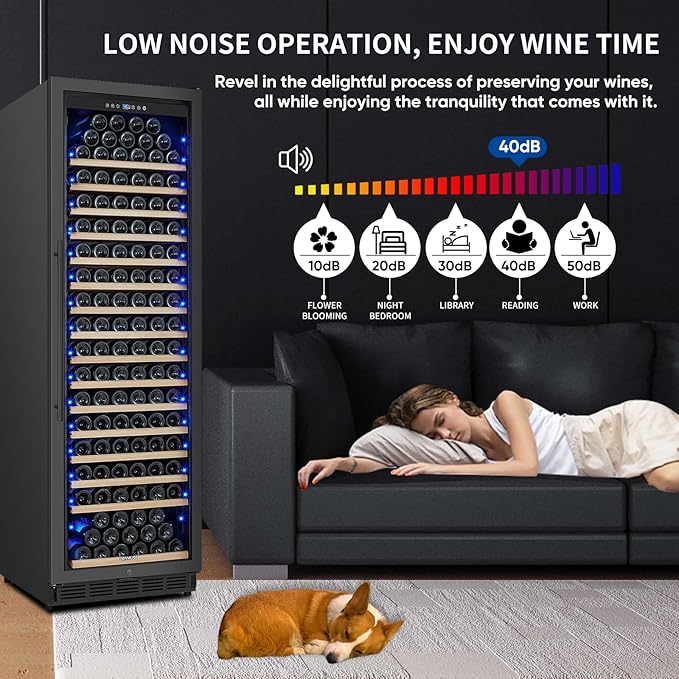 200 Bottle Upgrade Wine Cooler Refrigerator - 24 Inch Large Capacity Wine Fridge Built-In Freestanding, with Quiet Compressor, Professional Temperature Control & Wine Cellar - Black-CasaMuseHome