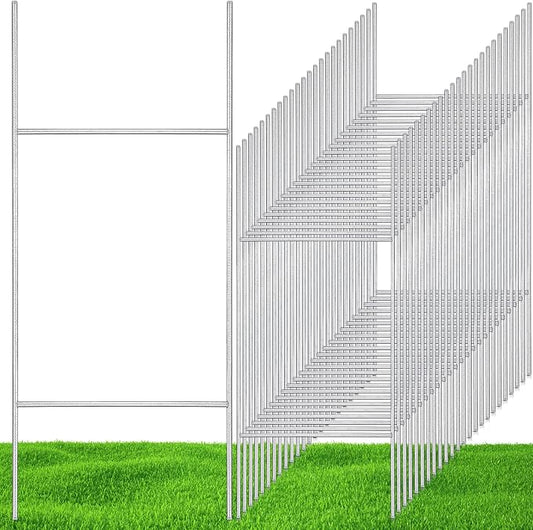 60 Pcs H Stakes for Yard Signs 30'' x 10'' Metal Heavy Duty H Frame Wire Stakes Weatherproof Metal Holder for 4mm 5mm Corrugated Signs Advertising Board Guidepost Yard Halloween Decor-CasaMuseHome