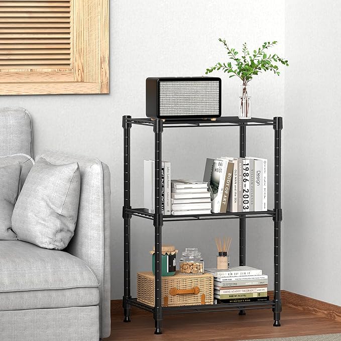 450 lbs Steel Storage Shelving 3-Tier Utility Shelving Unit Steel Organizer Wire Rack for Home,Kitchen,Office (11.8" D x 17.7" W x 26.3" H)-CasaMuseHome