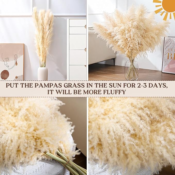 40" 11 PCS Dried Pampas Grass Decor Tall,Large Natural Beige pompas Grass,Tall Pampas Grass for Floor Vase,Wedding,Party,Farmhouse,Boho Home Decor,and Creating a Bohemian Ambiance-CasaMuseHome
