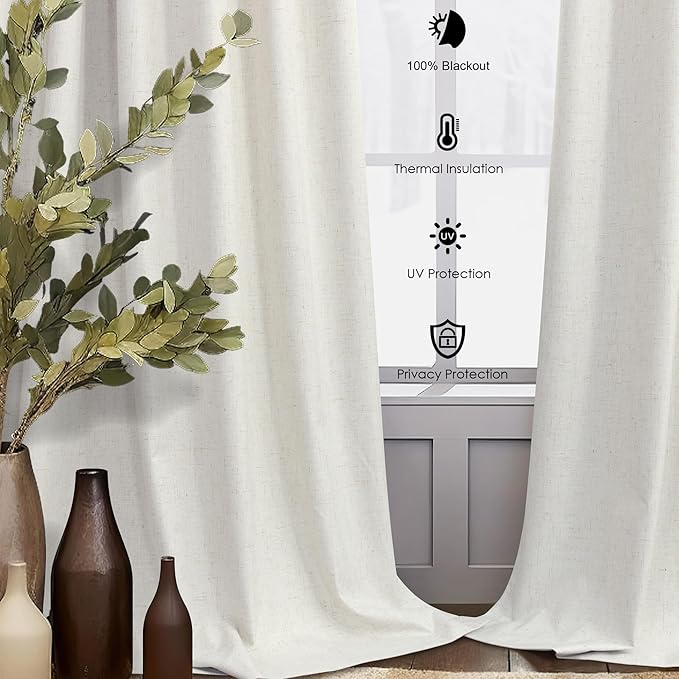 78 Inch Closet Curtains for Open Closet Doors Sliding Panels Blackout Curtain for Bedroom Window Lightweight Light Blocking Insulated Drapes for Summer Heat Neutral Burg for Living Room Back Tab Cream-CasaMuseHome