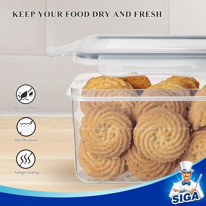 MR.SIGA 12 Pack Airtight Food Storage Container Set, BPA Free Kitchen Pantry Organization, Kitchen Canisters for Cereal, Spaghetti, includes 16 Reusable Sticker Labels-CasaMuseHome