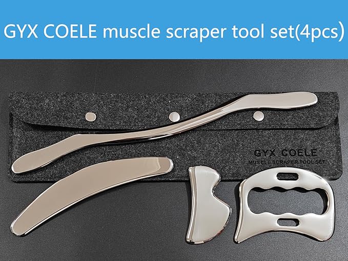 4 in 1 Stainless Steel Gua Sha Muscle Scraper Tool, Professional IASTM Physical Therapy Tool Set for Massage and Scraping-CasaMuseHome