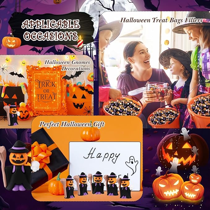 50 Pcs Halloween Mini Figurines Tiny Pumpkin Figures to Hide and Seek Rubber Wizard Miniatures Ornaments Gifts for Halloween Party Favors Table Decorations(Wizard)-CasaMuseHome