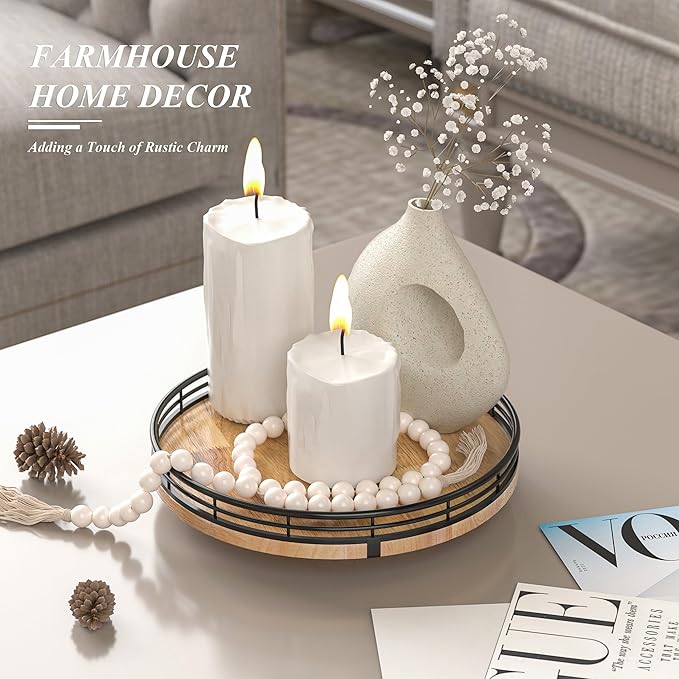 9" Oak Wood Lazy Susan Turntable Organizer for Cabinet, Round Wooden Farmhouse Lazy Susan Organization and Storage for Dining Table, Pantry, Kitchen, Countertop, Cupboard,Home Decor-CasaMuseHome