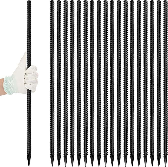 24 inches Straight Rebar Stakes 18-Pack Ground Stake Heavy Duty Metal Steel Spikes for Gardening, Concrete Forming and Camping Tent-CasaMuseHome