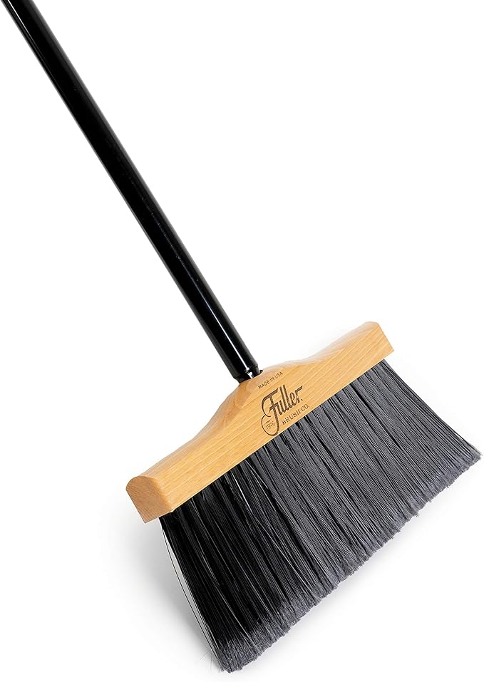 12” Upright Broom with 2 Piece Black Steel Threaded Handle-CasaMuseHome