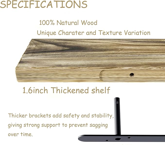 48 Inch Floating Shelves, 8 Inch Deep Floating Shelves for Wall, 5 Tier Hanging Wall Shelf with Invisible Brackets, Wall Mounted Display Shelves for Bathroom, Bedroom, Living Room,5 Tier-CasaMuseHome