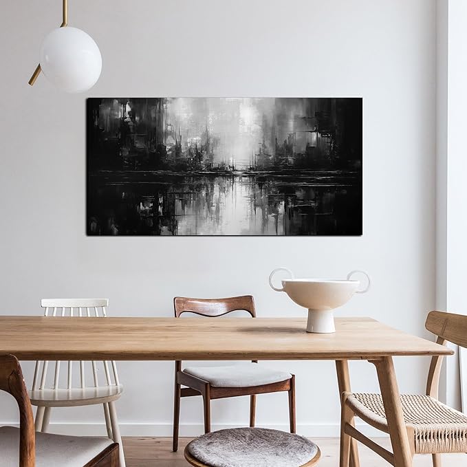 Abstract Wall Pictures for Living Room,Black Art Paintings for Wall Office Wall Art Bedroom Wall Decor 20 x 40 Inch-CasaMuseHome