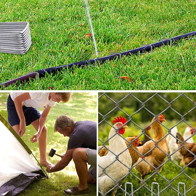 8 Inch Landscape Staples, More Thicker Heavy Duty 8 Gauge Galvanized Landscape Stakes, 125 Packs Garden Staples for Lawns, Weed Barriers, and Landscape Fabrics, Irrigation Hose, Tent Pegs-CasaMuseHome