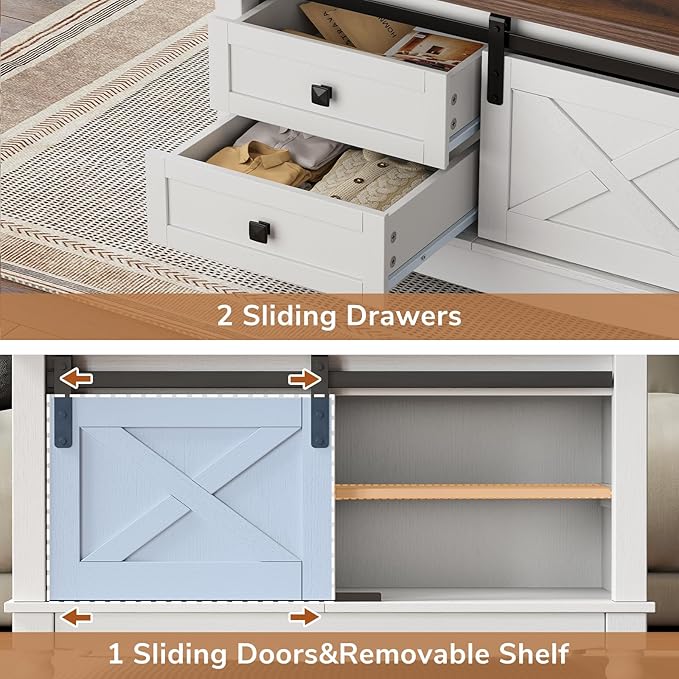 31.5" Lift Top Coffee Table with Storage, Farmhouse Coffee Tables for Living Room, Square Coffee Table with Large Hidden Storage Compartment, 2 Drawers & Removable Shelves, White-CasaMuseHome