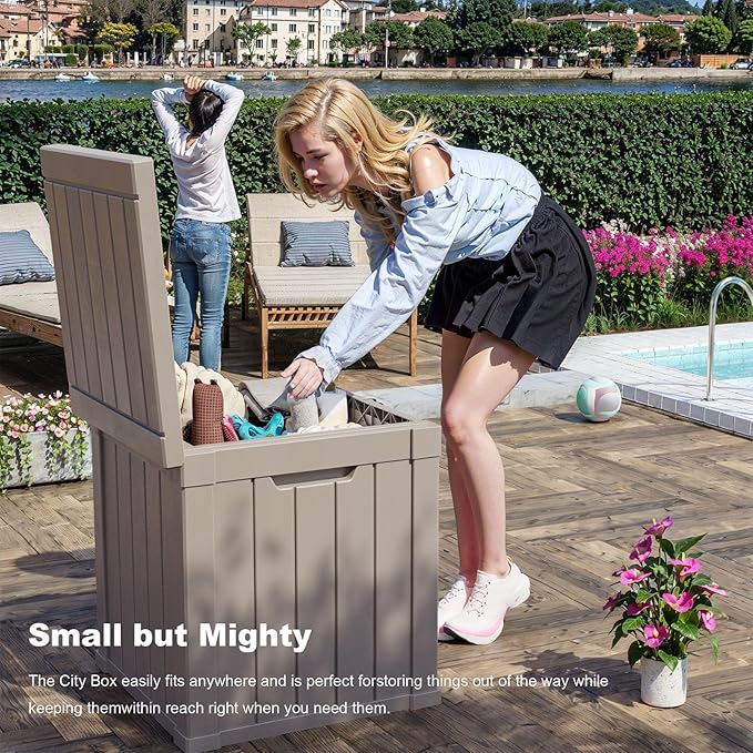 50 Gallon Resin Deck Box, Lockable Outdoor Storage Box for Patio Cushions Storage Furniture,Garden Tools, Pool Supplies, Weatherproof and UV Resistant (Grey)-CasaMuseHome