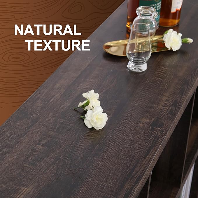 8 Cube Storage Organizer Bookshelf, Industrial Horizontal Bookcase, Accent Cubby Shelf, Media Console Table for Living Room, Home Office, 63 Inches, Dark Grey Oak-CasaMuseHome