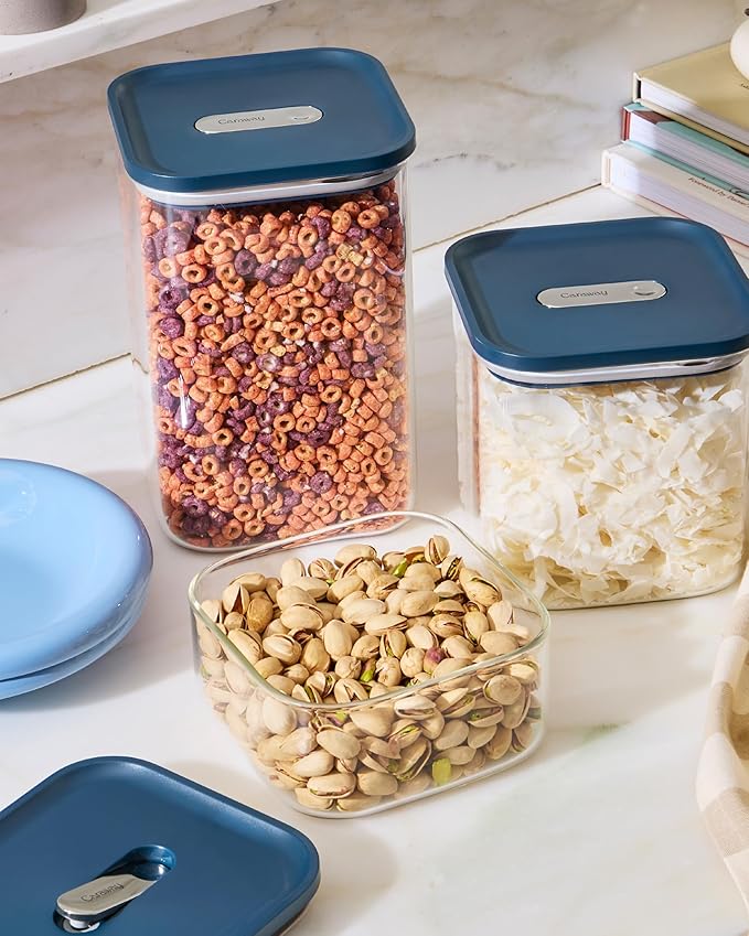 Caraway 14-Piece Glass Airtight Food Storage Containers with Lids – Non-Toxic, BPA-Free Kitchen Storage Containers – Stackable, Space-Saving Airtight Containers for Dry Goods and More - Perracotta-CasaMuseHome