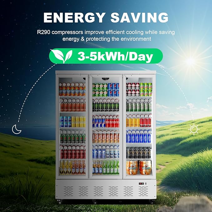 40.5 Cu.ft. Commercial Refrigerators 3 Glass Door Beverage Refrigerators Commercial Fridge Upright Cooler with Soft LED Light and 15 Adjustable Shelves for Restaurant Grocery Stores Home-CasaMuseHome