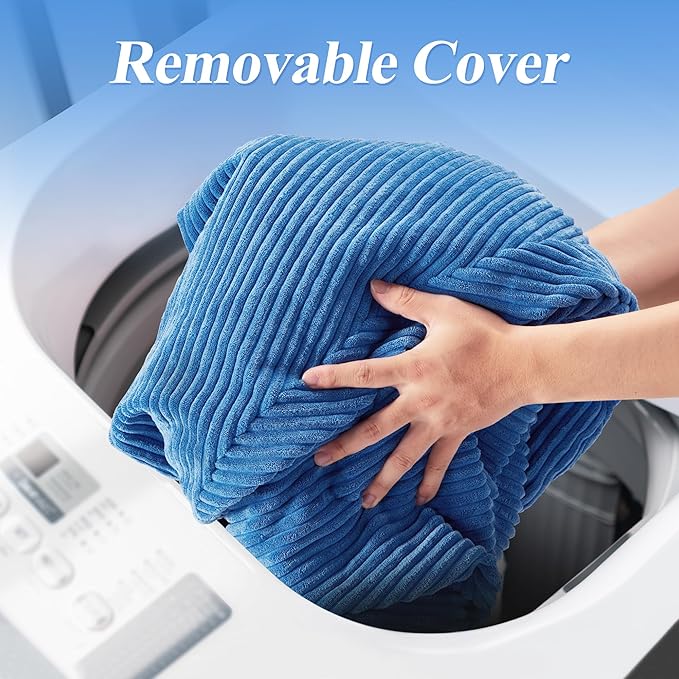 3.5FT Bean Bag Chairs Teardrop Bean Bag Chair for Adults Beanbag Chair with Memory Foam Filled Machine Washable Cover for Living Room, Bedroom (Large,Blue)-CasaMuseHome