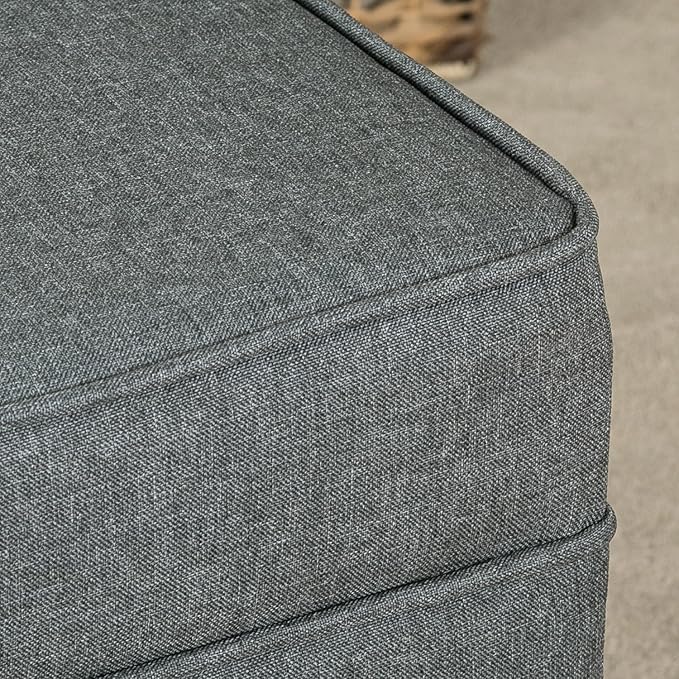 Adeco Chest and Footrest-Square Seat Storage Bench Ottoman, Gray-CasaMuseHome