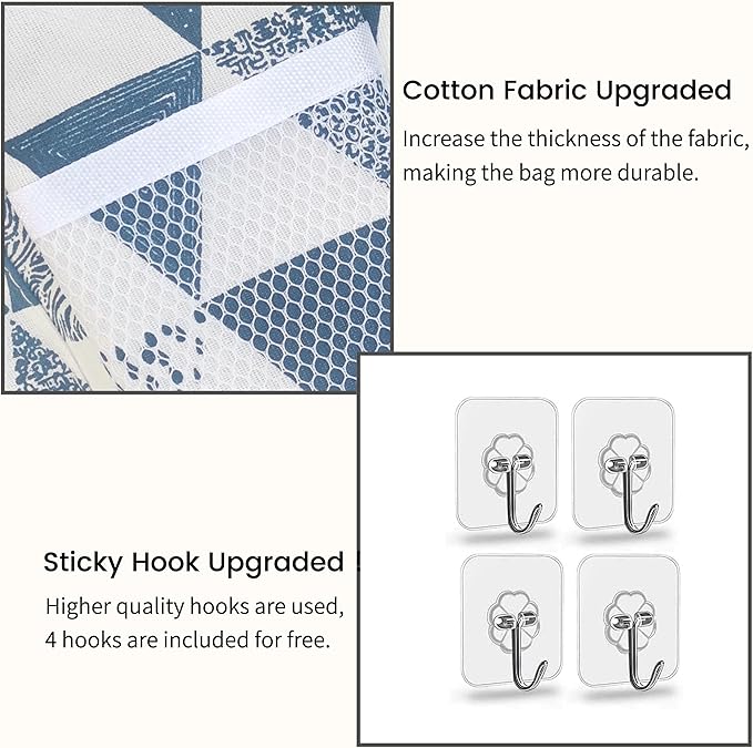 2pcs Small Wall Hanging Organizer Bag, Linen Fabric Door Hanging Storage Basket with Pockets, Waterproof Bin for Kitchen, Bedroom, Office, RV Camper (Triangle)-CasaMuseHome