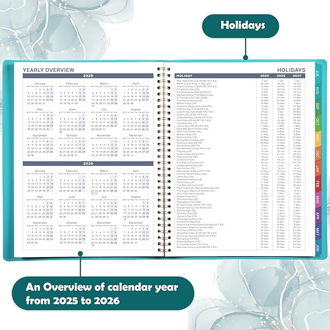 2025-2026 Weekly Appointment Book - Appointment Book 2025-2026 with Soft Cover, Jul 2025 - Jun 2026, 8.26"x 11.4", Daily/Hourly Planner with Tabs, 15 Minutes, Wirebound - Green-CasaMuseHome