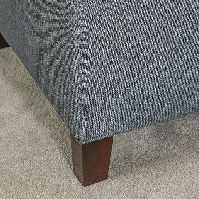 Adeco Chest and Footrest-Square Seat Storage Bench Ottoman, Gray-CasaMuseHome