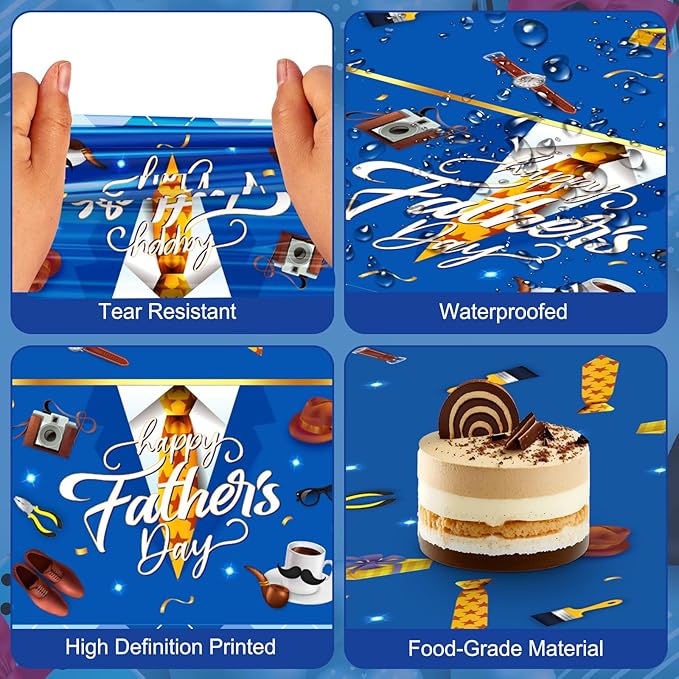 2 Pack Fathers Day Tablecloth - Happy Father's Day Table Cloth, Plastic Disposable Rectangle Blue Father Day Table Cover for Fathers Day Decorations Party Decor Supplies Favors,108 x 54 Inch-CasaMuseHome