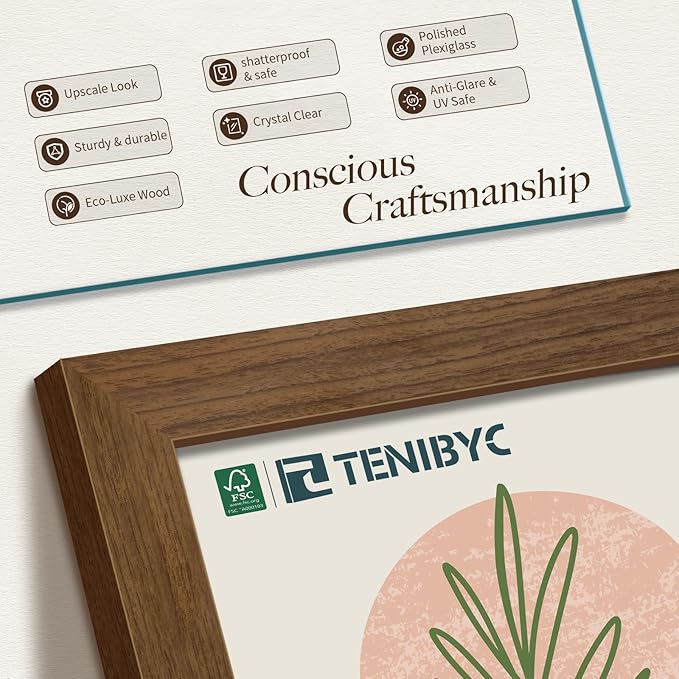 18x24 Poster Frame 3 Pack - Brown Woodgrain, Wood Picture frame, Gallery Picture Frame - Wall Hanging-CasaMuseHome