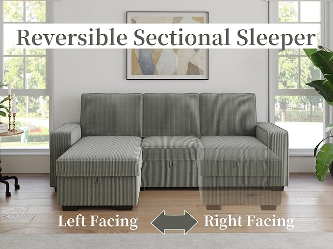 91-inch Reversible Sectional Sleeper-CasaMuseHome