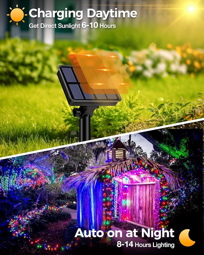 6 Pack Solar Fairy Lights for Outside Waterproof, 49FT/15M 150LED Solar String Lights Outdoor 8 Modes Solar Twinkle Lights for Garden Yard Christmas Tree Wedding Party Decor, Multicolor-CasaMuseHome