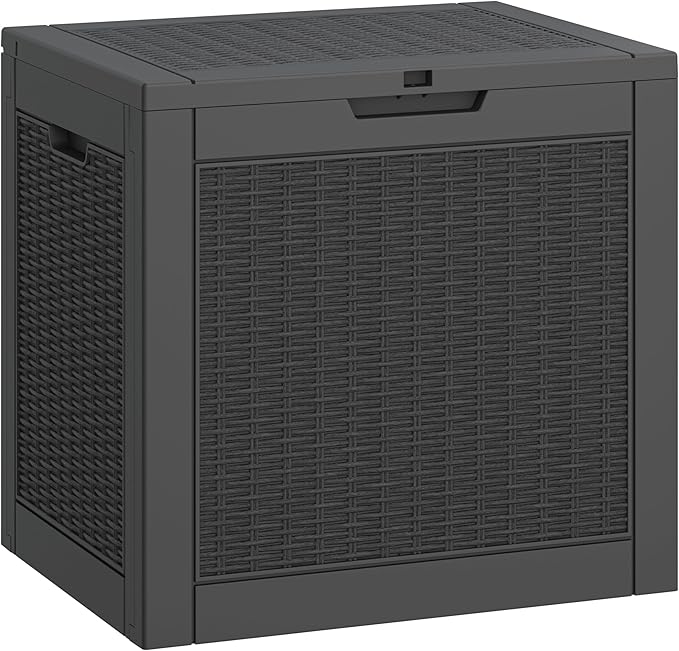 31 Gallon Deck Box, Resin Outdoor Storage Box, Waterproof and UV Resistant Deck Box, Lightweight Storage Box for Garden Tools, Pool Supplies-CasaMuseHome