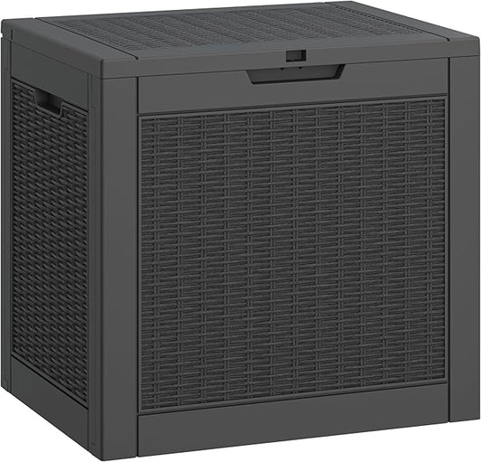 31 Gallon Deck Box, Resin Outdoor Storage Box, Waterproof and UV Resistant Deck Box, Lightweight Storage Box for Garden Tools, Pool Supplies-CasaMuseHome