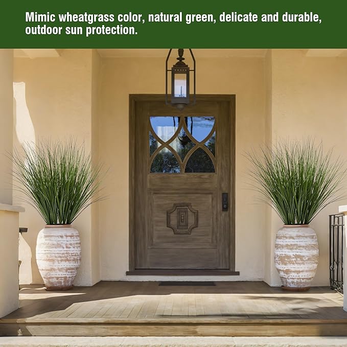 6PCS Fake Plants Artificial Wheat Grass Greenery Plastic Plants Fake Grass Artificial Plants for Outdoor Decor Artificial Grass Plant with Greenery Stems for Indoor Home Decoration 26.4"-CasaMuseHome