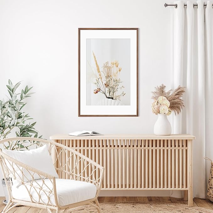 20x30 Poster Frame Natural Solid Walnut Photo Frames with 16x24 Removable Mat Wall Hanging Large Handcrafted Frame with HD Plexiglass Wall and Tabletop Display Large Picture Frame-CasaMuseHome