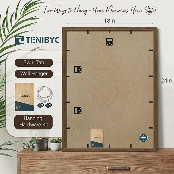 18x24 Poster Frame 3 Pack - Brown Woodgrain, Wood Picture frame, Gallery Picture Frame - Wall Hanging-CasaMuseHome