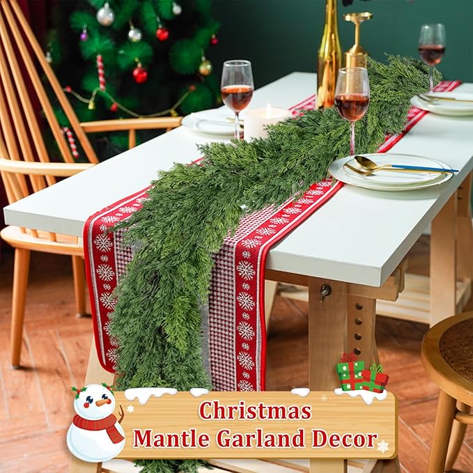 9 Ft Real Touch Christmas Garland Indoor with Pine Cone,Thick and Lush，Soft Bendable Mantle Garland Christmas, Lifelike Cedar Garland, Christmas Garland for Mantle,Indoor Christmas Decorations-CasaMuseHome