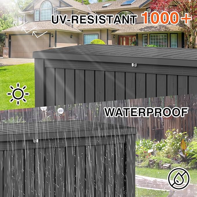 152 Gallon Deck Box Waterproof, UV Resistant Resin Outdoor Storage Box with Hydraulic Rod, Lockable Design and Enhanced Durability for Patio, Garden, and Poolside Use-CasaMuseHome