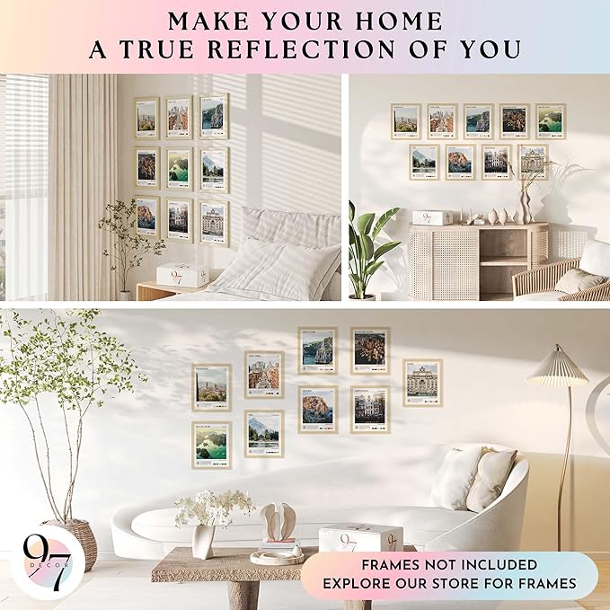 97 Decor Vintage Travel Wall Decor - Around World Travel Wall Art, Trendy City Wall Art Prints, Retro New York Europe Aesthetic Destination Pictures (8x10 Unframed)-CasaMuseHome