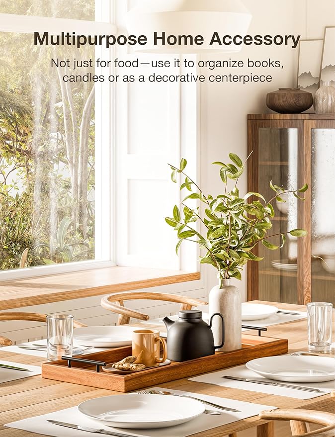 24" Large Charcuterie Tray with Handles, Extra Long Wooden Serving Cheese Boards - Serving Platter for Meat, Party Appetizers, Outdoor & Fruits Display (Acacia Wood)-CasaMuseHome