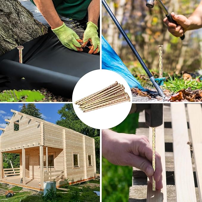 80 PCS 6 Inch Spiral Metal Galvanized Landscape Spikes, Galvanized Non-Rust Metal Garden Stakes, Garden Nails for Artificial Turf, Weed Barrier, Tent, Carpentry and More, by GENHAKON.-CasaMuseHome