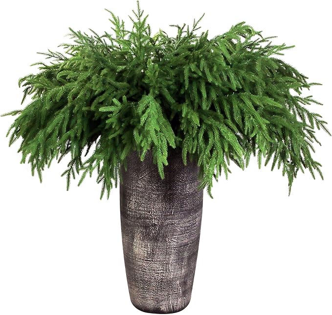 12Pcs Artificial Norfolk Pine Branches 36" Plastic Christmas Plants Decor Faux Greenery Stems Pine Picks Outdoor Faux Plants UV Resistant for Xmas Indoor, Front Porch Home Décor (12, 36inch)-CasaMuseHome