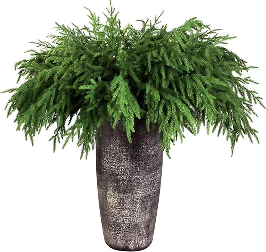 12Pcs Artificial Norfolk Pine Branches 36" Plastic Christmas Plants Decor Faux Greenery Stems Pine Picks Outdoor Faux Plants UV Resistant for Xmas Indoor, Front Porch Home Décor (12, 36inch)-CasaMuseHome