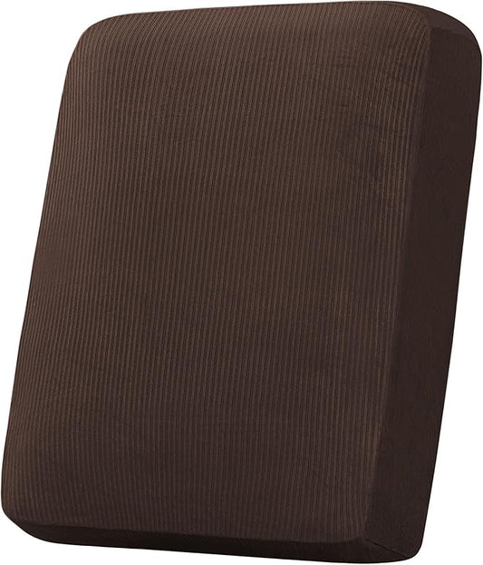 H.VERSAILTEX Velvet Stretch Couch Cushion Cover Plush Cushion Slipcover for Chair Cushion Furniture Protector Seat Cushion Sofa Cover (1 Piece Armchair Cushion Covers, Brown Striped)-CasaMuseHome