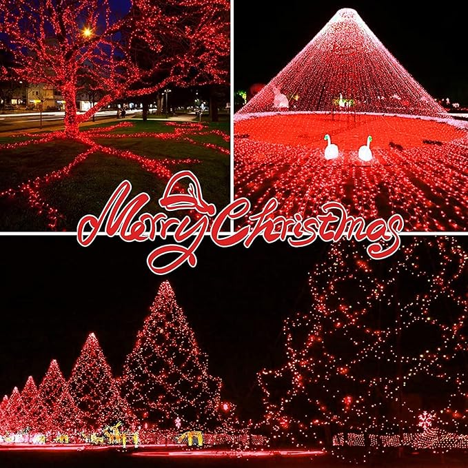 150LIGHTS RED Extra-Bright with End Connectors Christmas Decorative Lights 9.72m UL Certified Mini String Light Set Waterproof for Home Garden Holiday Christmas Tree Party Patio Decor Wedding-CasaMuseHome