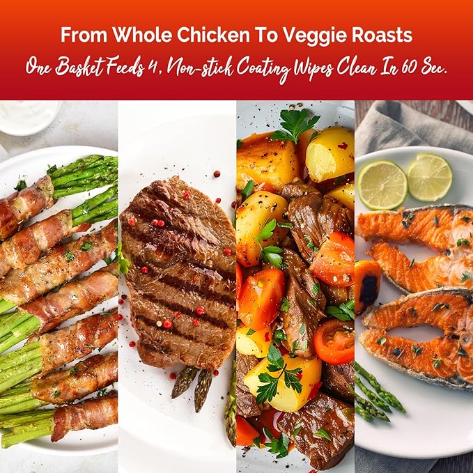 5.8QT Digital Air Fryer with Viewable Window, Adjust Temp & Timer, Air Frying, Reheat, Easy for Frozen Food, Snacks, Dinner, Large Square Basket than Round, Portable for Family & Apartment-CasaMuseHome