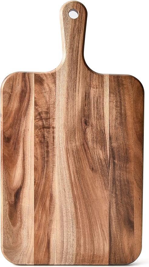 Acacia Wood Cutting Board - Wooden Kitchen Cutting Board for Meat, Cheese, Bread,Vegetables &Fruits- Charcuterie Board Cheese Serving Board with Handle,16" x 8.6”-CasaMuseHome