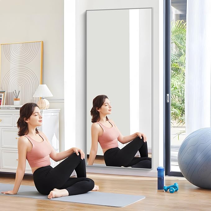 36x72inch Bathroom Mirror, Silver Rectangle Mirror with Thin Metal Frame, Large Rectangular Wall Mirrors for Bathroom, Living Roomm, Hair Salon, Big Farmehouse Mirror Hang Horizontal/Vertical-CasaMuseHome