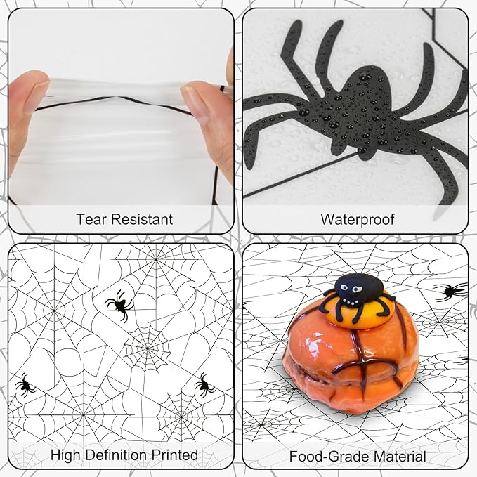 2 Pcs Halloween Tablecloth - Plastic Halloweens Spider Webs Table Cloth, White Disposable Rectangle Spiderweb Table Cover for Halloween Party Decorations Supplies Favors Tables Decor, 108 x 54 Inch-CasaMuseHome