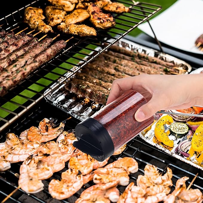 30 Pack 8.4 oz Plastic Spice Jars with Black Cap Empty Clear Plastic Spice Bottle Containers Reusable Seasoning Jars with Shaker Lids for Kitchen Storing and Dispensing Salt Powders-CasaMuseHome